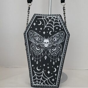 Claire's Coffin Shaped Celestial Butterfly Skull Spider Web Crossbody